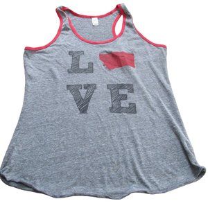 Royal Apparel Racer Back Sleeveless Tank Top Womens Large Gray Red‎ Love Montana